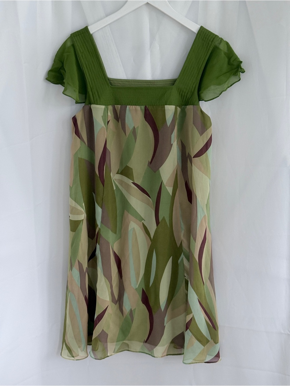 Vintage Sangria Olive Green Print Dress
